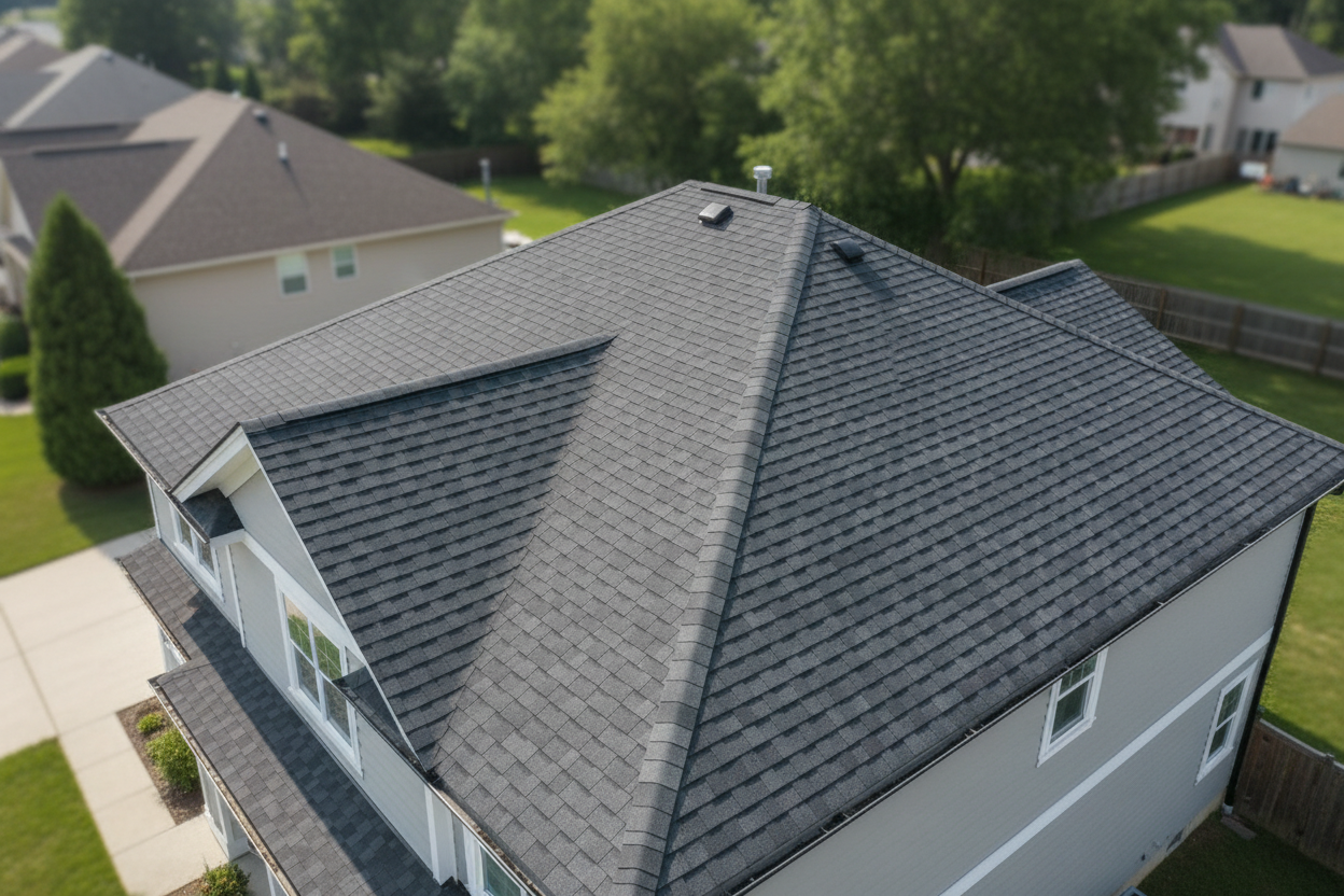 Asphalt roofing installation Long Island home