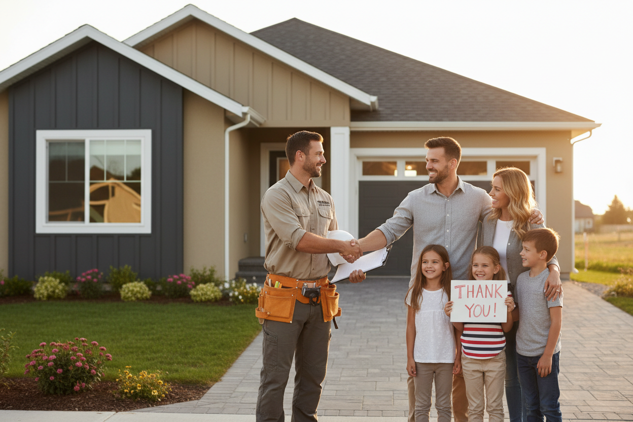 Happy homeowners after remodeling project Long Island