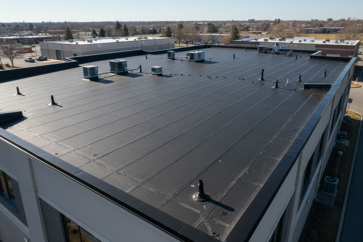 Flat roof installation NYC commercial building