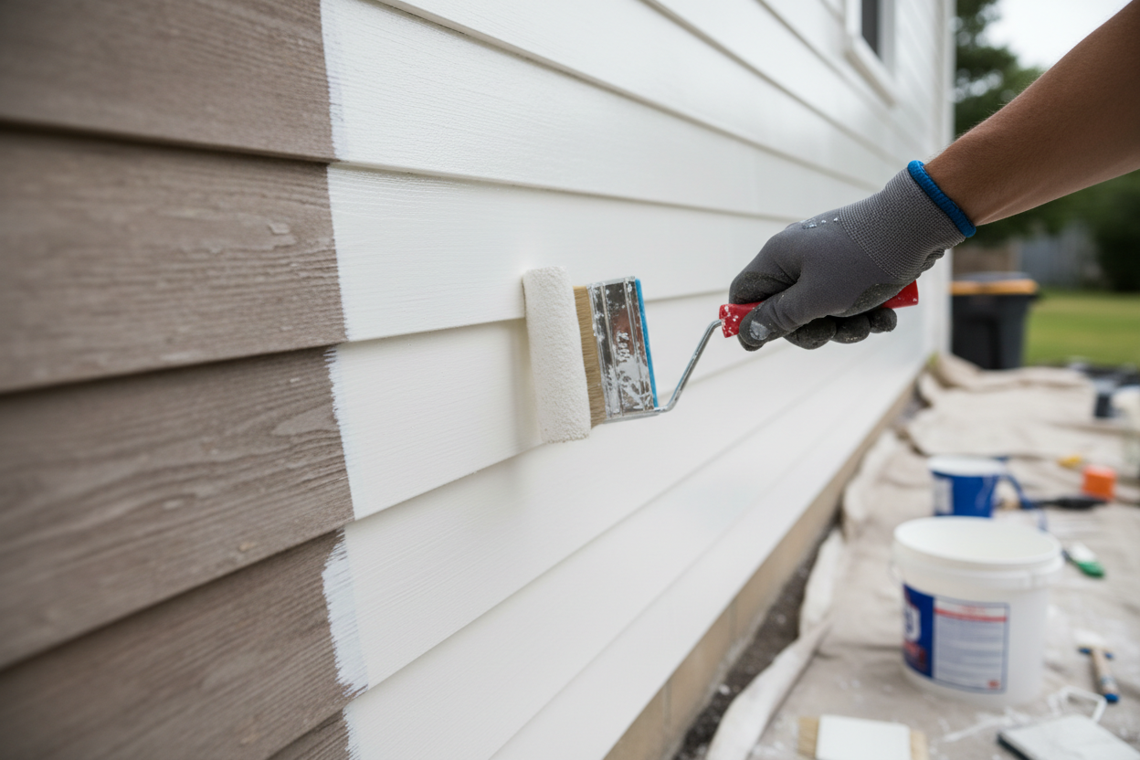 Exterior painting and window installation